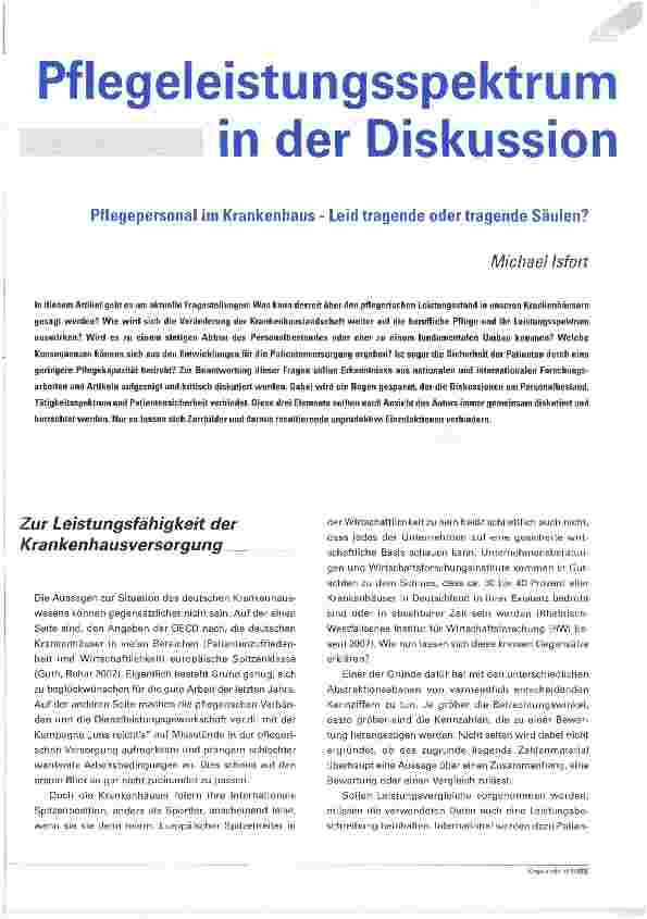 Vorschauseite 1: Pflegeleistungsspektrum in der Diskussion
