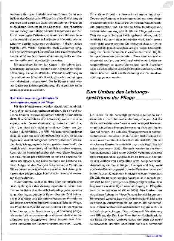Vorschauseite 3: Pflegeleistungsspektrum in der Diskussion