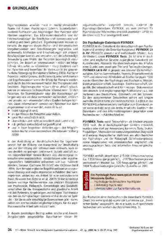 Vorschauseite 2: Interdisziplinäre Qualitätsinformation für evidenzbasierte Ergotherapie