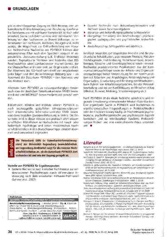 Vorschauseite 4: Interdisziplinäre Qualitätsinformation für evidenzbasierte Ergotherapie