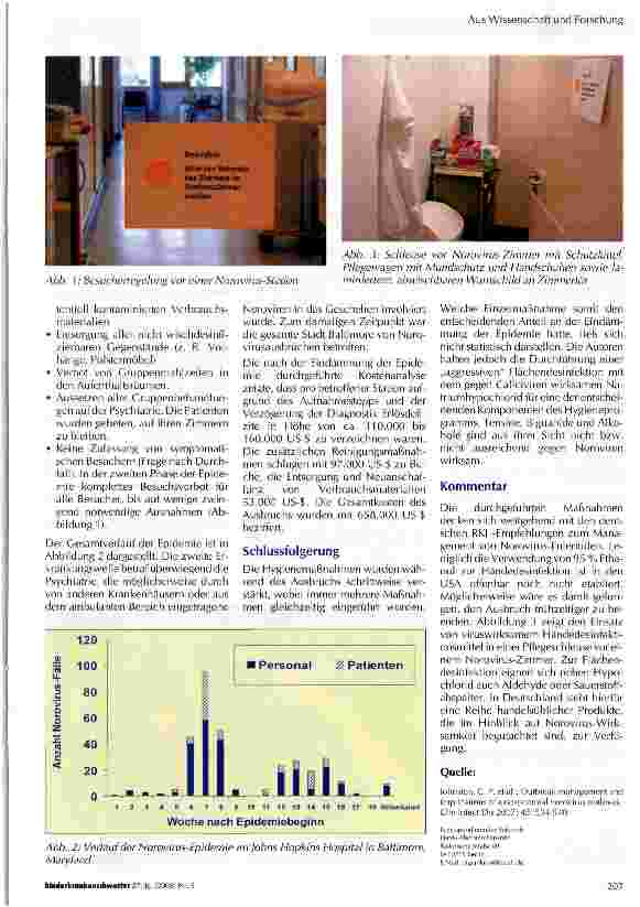 Vorschauseite 2: Aus der internationalen Hygienewelt: Management eines Norovirus-Ausbruchs an einem großen Klinikum in den USA