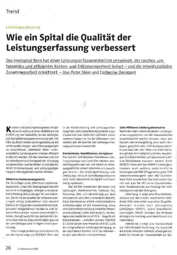 Vorschauseite 1: Wie ein Spital die Qualität der Leistungserfassung verbessert