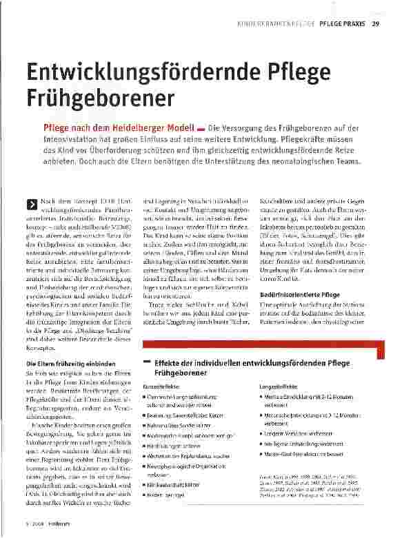Vorschauseite 1: Entwicklungsfördernde Pflege Frühgeborener
