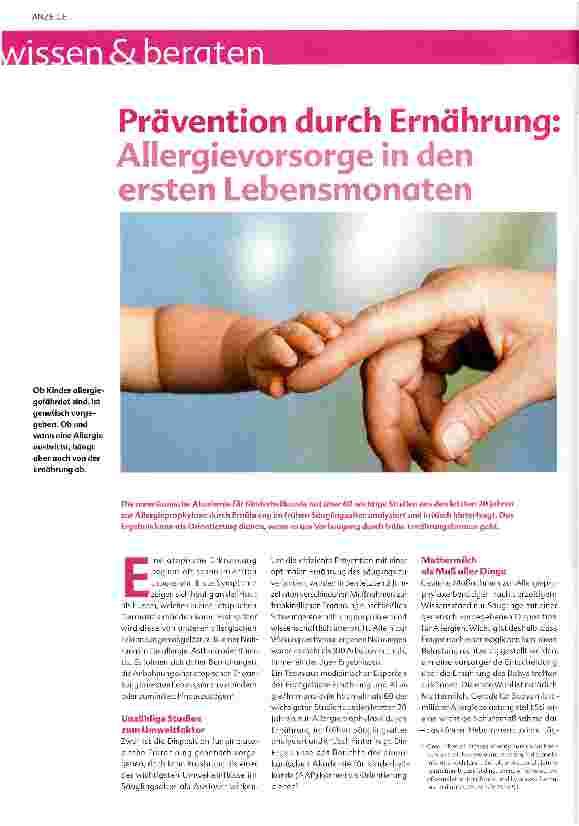 Vorschauseite 1: Prävention durch Ernährung: Allergievorsorge in den ersten Lebensmonaten