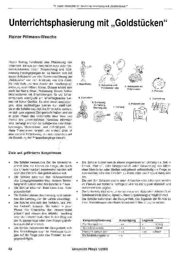 Vorschauseite 1: Unterrichtsphasierung mit „Goldstücken
