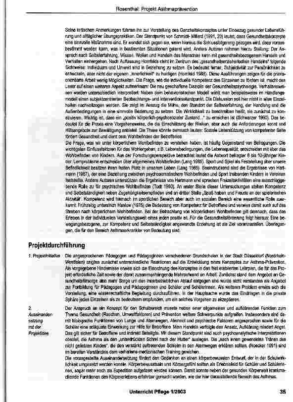 Vorschauseite 2: Schule 2000 - Projekt Asthmaprävention