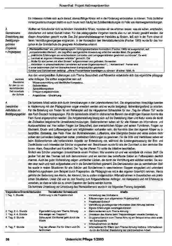 Vorschauseite 3: Schule 2000 - Projekt Asthmaprävention