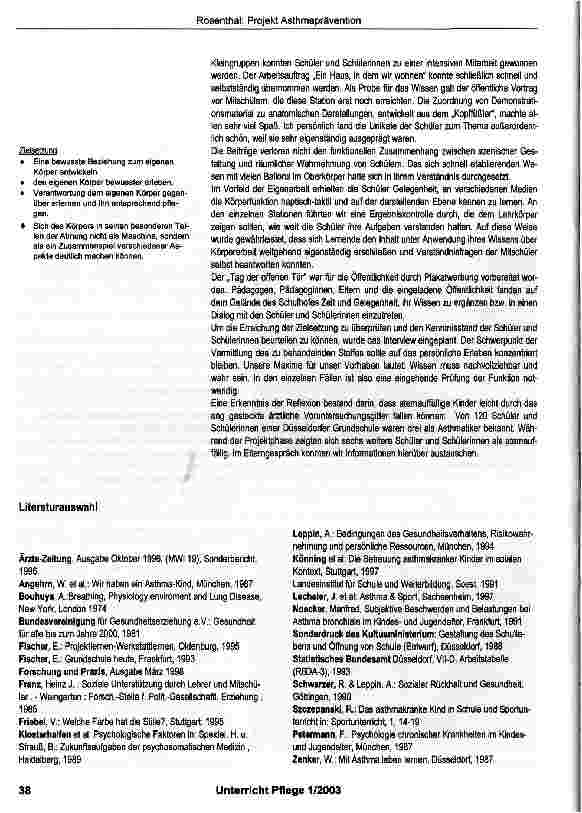 Vorschauseite 5: Schule 2000 - Projekt Asthmaprävention