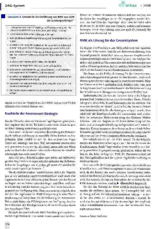 Vorschauseite 5: Rehabilitanden-Management-Kategorien (RAAK) - Ausweg für die Reha?
