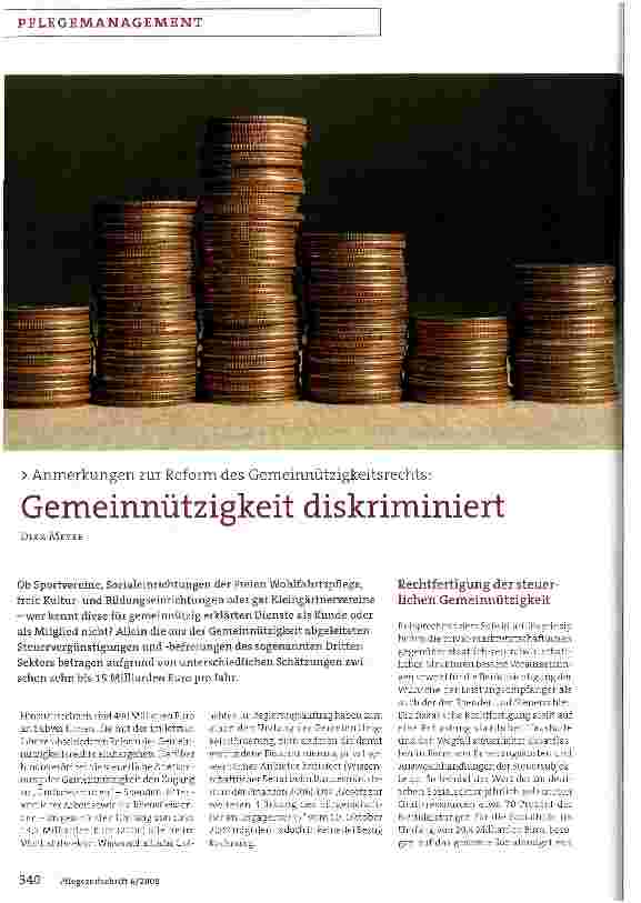 Vorschauseite 1: Gemeinnützigkeit diskriminiert