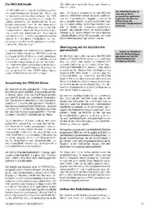 Vorschauseite 2: Risikofaktorenrechner für die Risikoprüfung in der Lebensversicherung auf Basis der PROCAM Studie