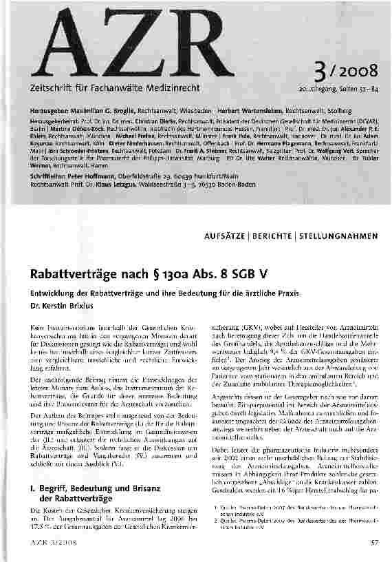 Vorschauseite 1: Rabattverträge nach § 130a Abs. 8 SGB V