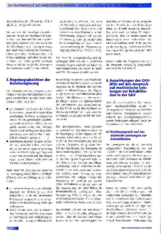 Vorschauseite 2: Der Rechtsanspruch auf medizinische Rehabilitation unter Berücksichtigung der Gesundheitsreform 2007 (GKV-WSG)
