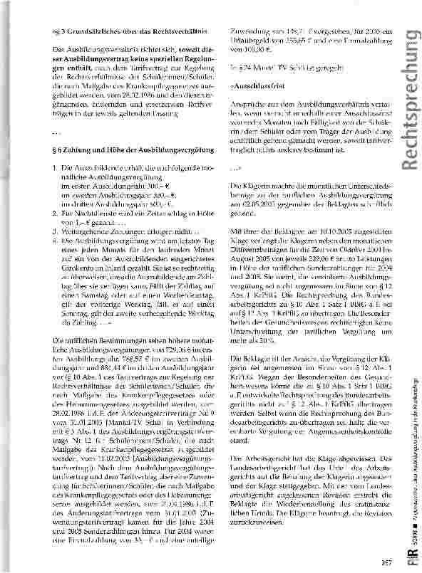 Vorschauseite 2: Angemessenheit einer Ausbildungsvergütung in der Krankenpflege