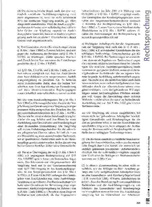 Vorschauseite 4: Angemessenheit einer Ausbildungsvergütung in der Krankenpflege