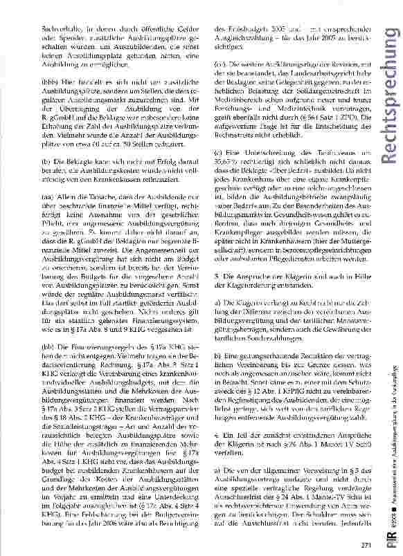 Vorschauseite 6: Angemessenheit einer Ausbildungsvergütung in der Krankenpflege