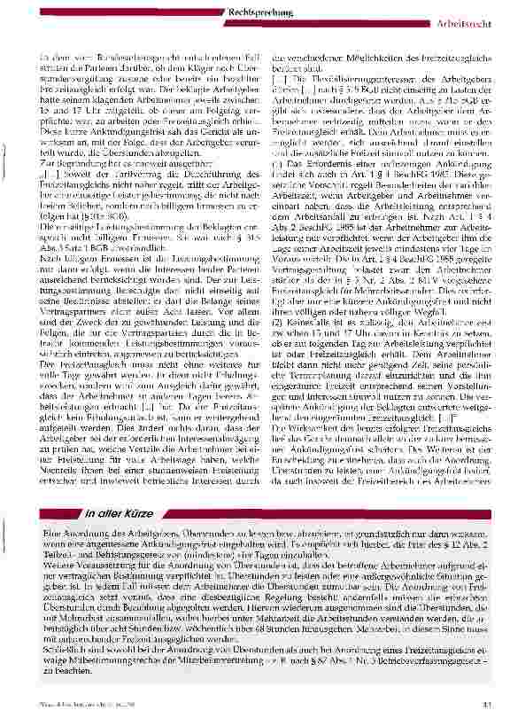 Vorschauseite 2: Von jetzt auf gleich? - Ankündigungsfrist bei Überstundenund Freizeitanordnung