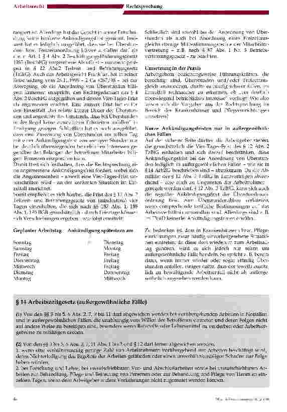 Vorschauseite 3: Von jetzt auf gleich? - Ankündigungsfrist bei Überstundenund Freizeitanordnung