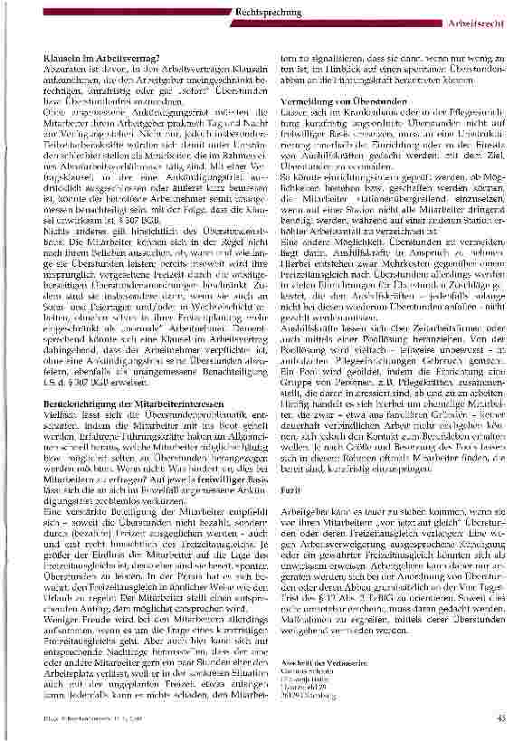Vorschauseite 4: Von jetzt auf gleich? - Ankündigungsfrist bei Überstundenund Freizeitanordnung