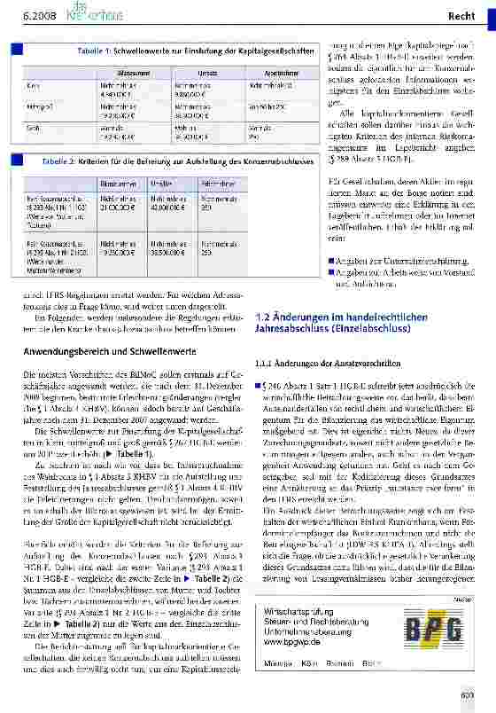 Vorschauseite 2: Das Bilanzrechtsmodernisierungs-gesetz (BilAAoG) und seine Auswirkungen auf den Jahresabschluss von Krankenhäusern und Pflegeeinrichtungen (I)