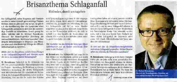 Vorschauseite 1: Brisanzthema Schlaganfall