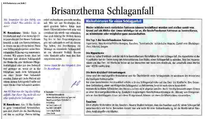 Vorschauseite 2: Brisanzthema Schlaganfall
