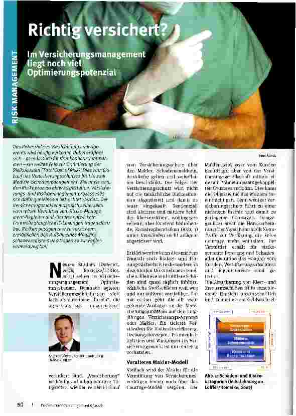 Vorschauseite 1: Richtig versichert? Im Versicherungsmanagemant liegt noch viel Optimierungspotezial