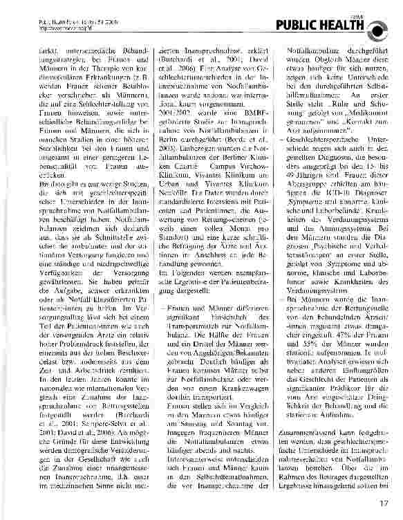 Vorschauseite 2: Geschlechterspezifische Versorgungsforschung am Beispiel der Inanspruchnahme von Notfallambulanzen