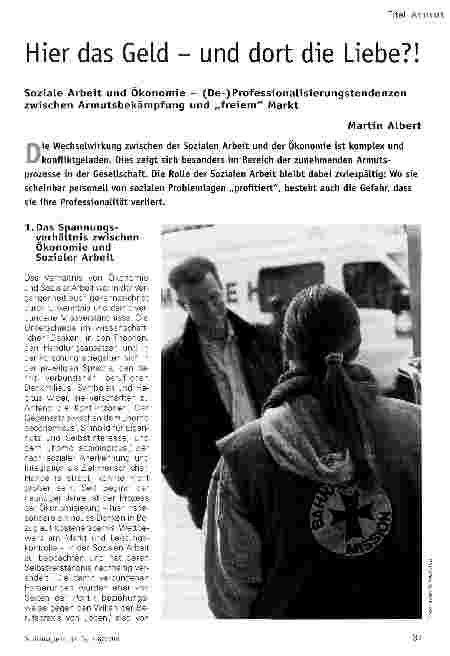 Vorschauseite 1: Hier das Geld - und dort die Liebe? ! Soziale Arbeit und Ökonomie - (De-)Professionalisierungstendenzen zwischen Armutsbekämpfung und „freiem Markt