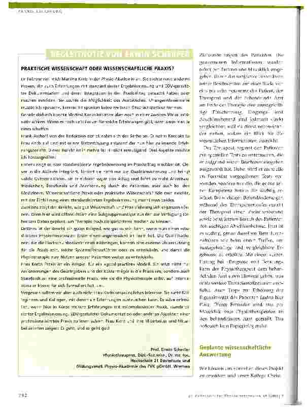 Vorschauseite 3: EDV-gestützte Dokumentation in der PhysiotherapiepraxisEin Erfahrungsbericht