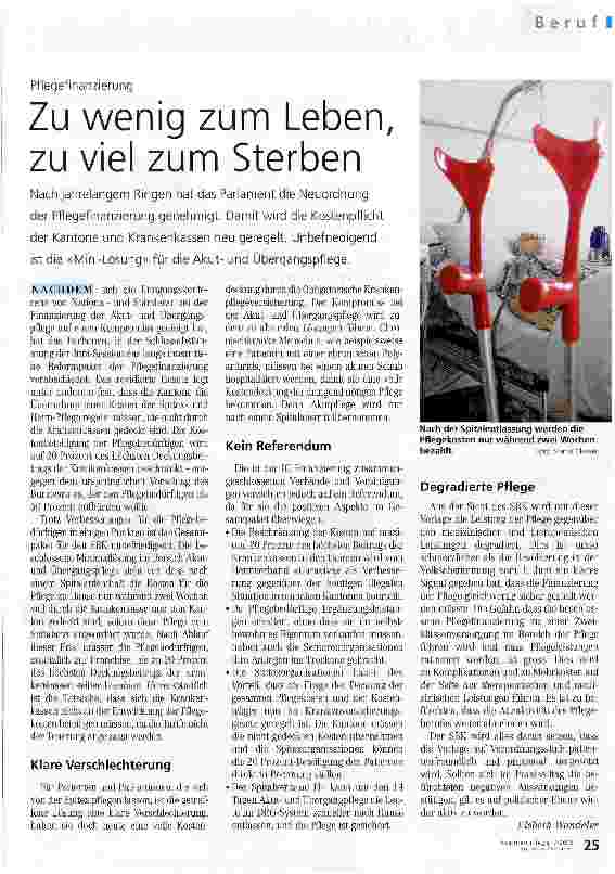 Vorschauseite 1: Zu wenig zum Leben, zu viel zum Sterben
