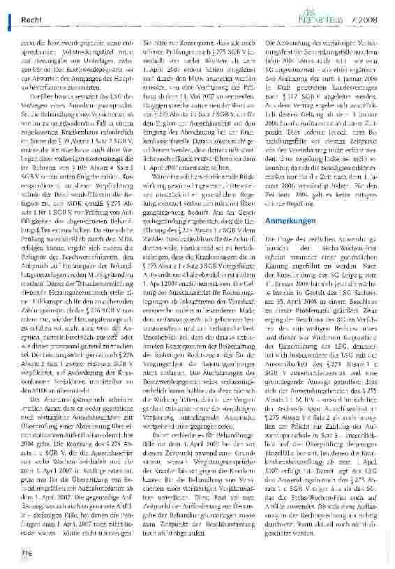 Vorschauseite 3: Rechtsprechung: Zeitlicher Anwendungsbereich des § 275 Absatz 1 c Satz 2 SCB V