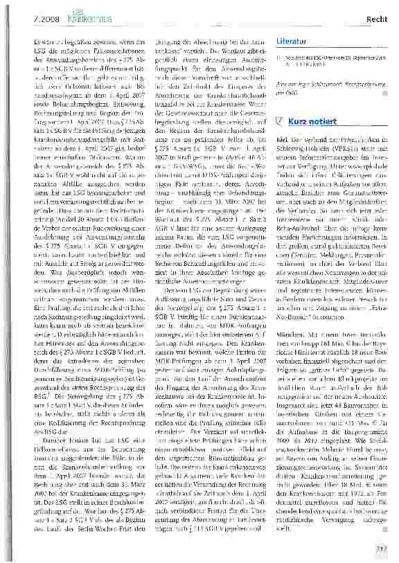 Vorschauseite 4: Rechtsprechung: Zeitlicher Anwendungsbereich des § 275 Absatz 1 c Satz 2 SCB V