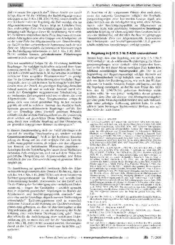 Vorschauseite 3: Altersgrenzen im öffentlichen Dienst nach dem Urteil des EuGH vom 16.10.2007 (Palacios de la Villa)