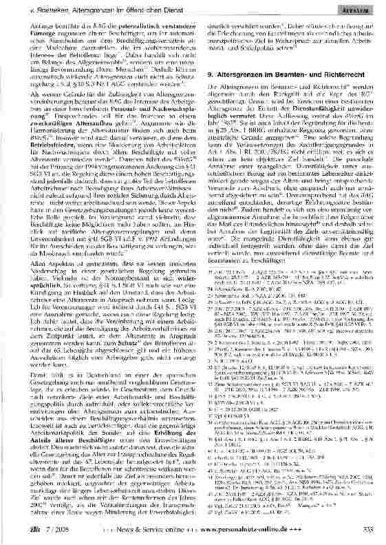 Vorschauseite 4: Altersgrenzen im öffentlichen Dienst nach dem Urteil des EuGH vom 16.10.2007 (Palacios de la Villa)