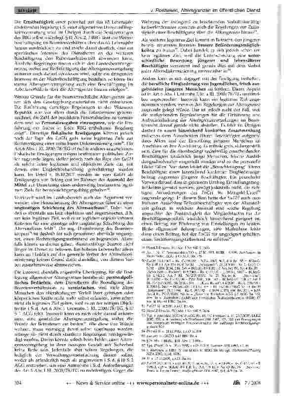 Vorschauseite 5: Altersgrenzen im öffentlichen Dienst nach dem Urteil des EuGH vom 16.10.2007 (Palacios de la Villa)