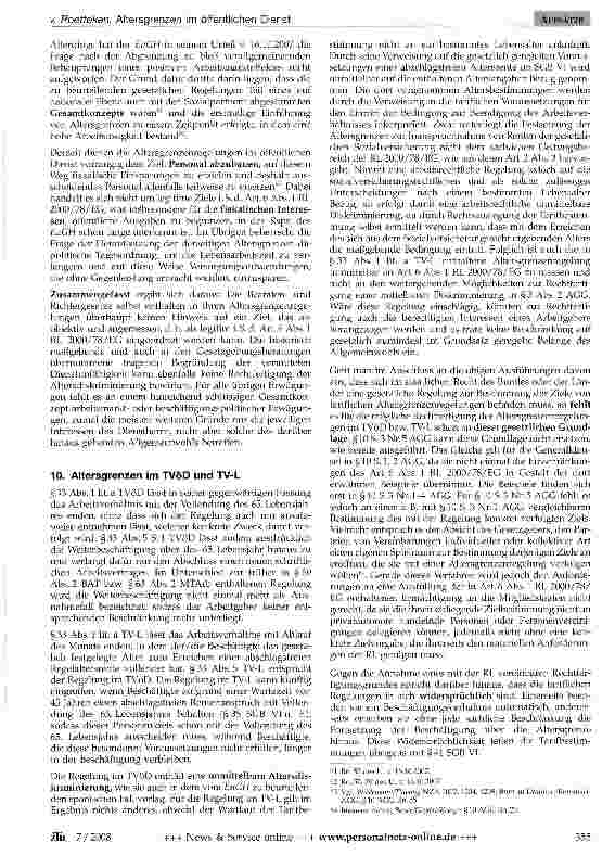 Vorschauseite 6: Altersgrenzen im öffentlichen Dienst nach dem Urteil des EuGH vom 16.10.2007 (Palacios de la Villa)