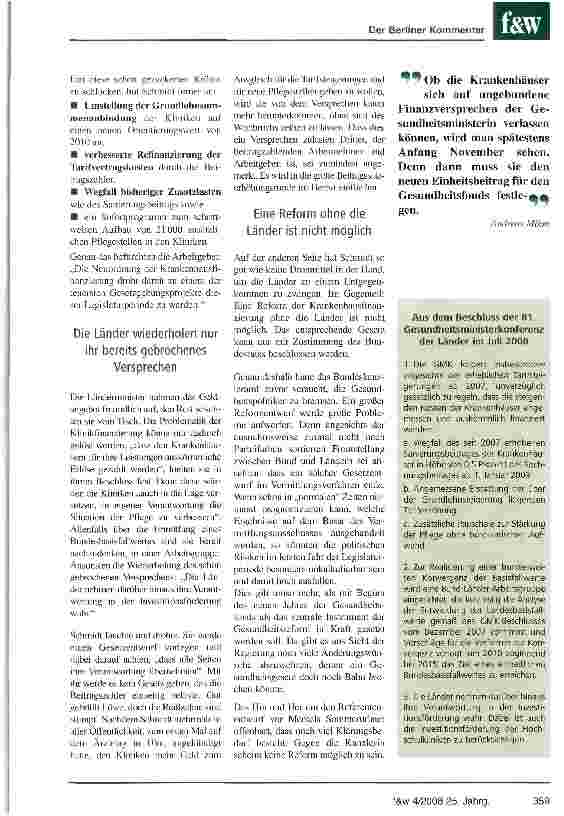 Vorschauseite 2: Alle gegen eine. Das Ergebnis der Gesundheitsministerkonferenz