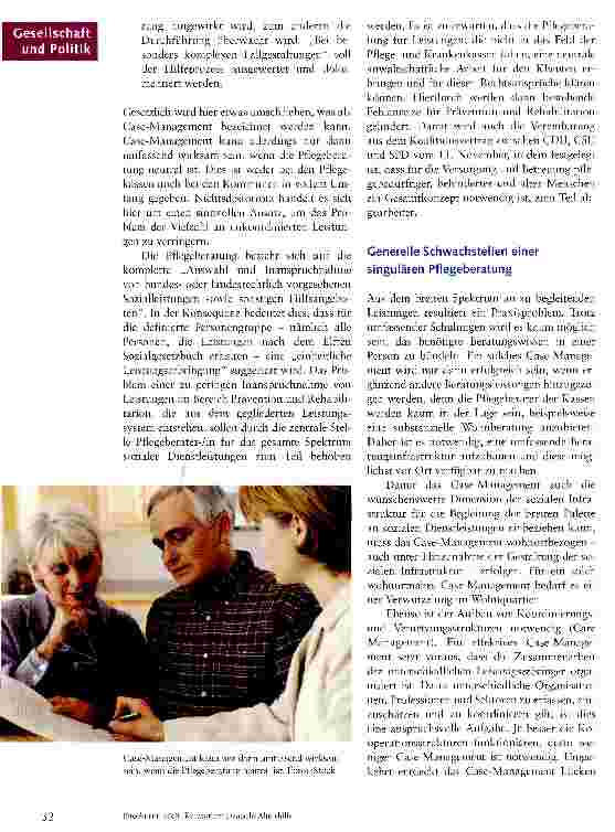 Vorschauseite 3: Eine neue Form der wohnortbezogenen Beratung und Versorgung:Pflegeberatung und Pflegestützpunkte