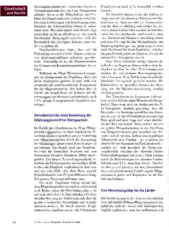 Vorschauseite 5: Eine neue Form der wohnortbezogenen Beratung und Versorgung:Pflegeberatung und Pflegestützpunkte