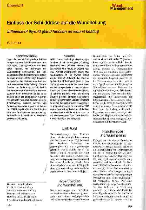 Vorschauseite 1: Einfluss der Schilddrüse auf die Wundheilung
