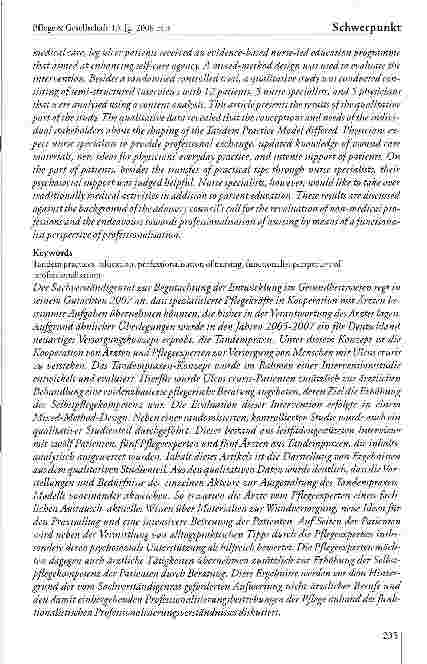 Vorschauseite 2: Die Bedeutung des Tandempraxen-Konzeptes für die Professionalisierung der Pflege
