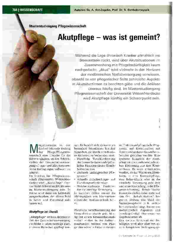 Vorschauseite 1: Akutpflege - was ist gemeint?