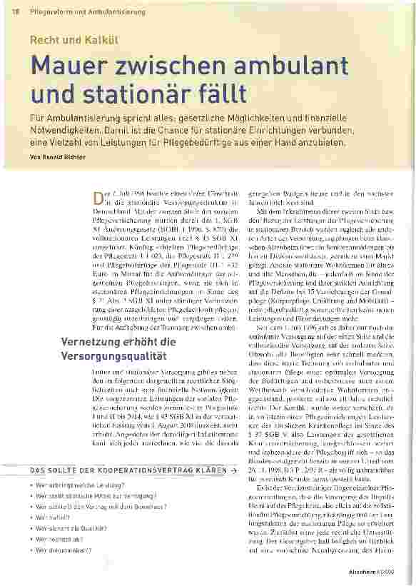 Vorschauseite 1: Mauer zwischen ambulant und stationär fällt
