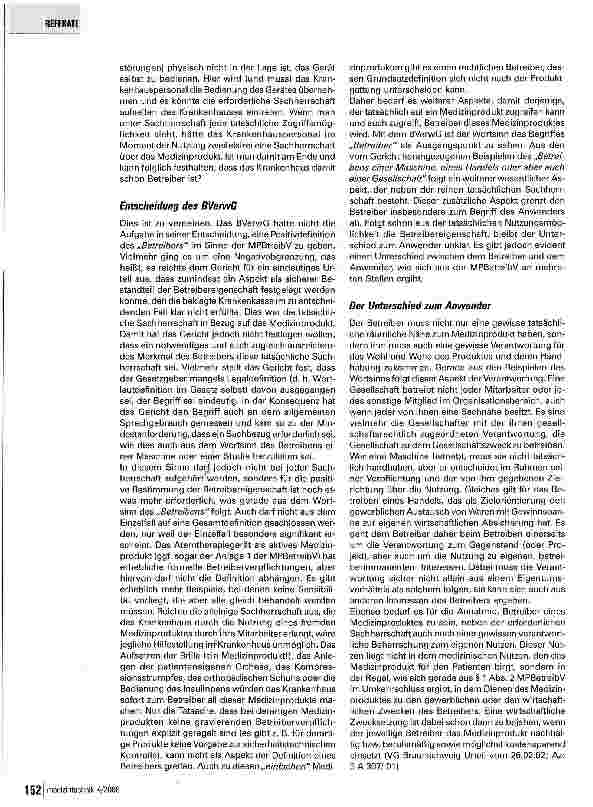 Vorschauseite 2: Krankenhäuser als mögliche Betreiber von MedizinproduktenVon Patienten eingebracht 3m Beispiel des Apnoe-Patienten