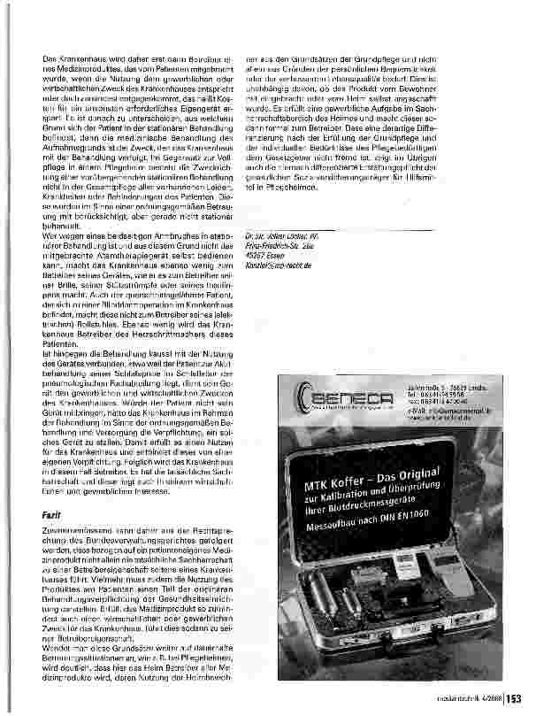 Vorschauseite 3: Krankenhäuser als mögliche Betreiber von MedizinproduktenVon Patienten eingebracht 3m Beispiel des Apnoe-Patienten