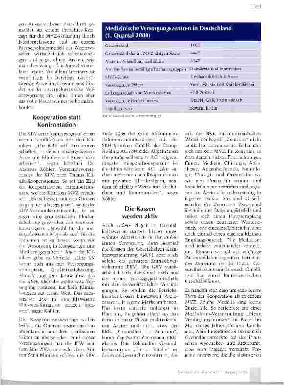 Vorschauseite 2: Praxen, Kassen und Kliniken rücken zusammen
