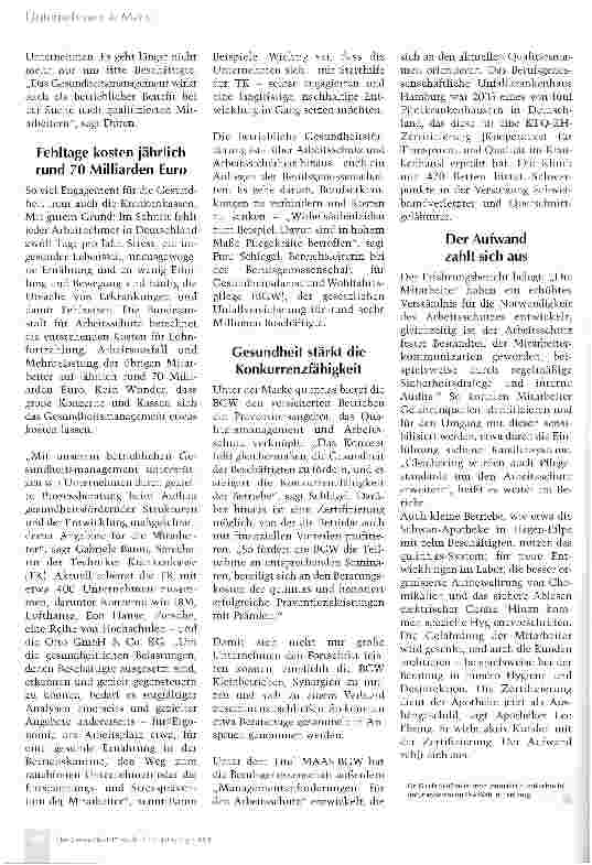 Vorschauseite 3: Gesundheitsmanagement senkt den Krankenstand