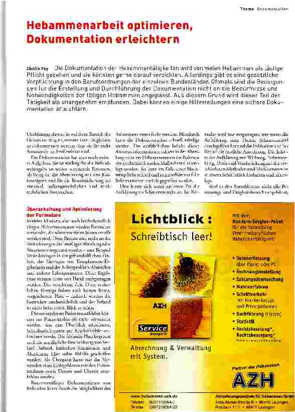 Vorschauseite 1: Hebammenarbeit optimieren, Dokumentation erleichtern