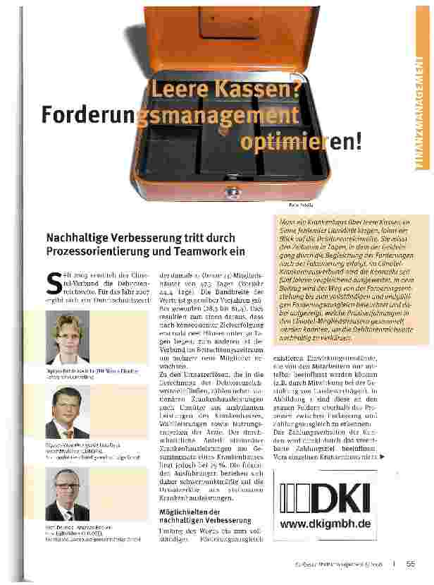 Vorschauseite 1: Leere Kassen? Forderungsmanagementoptimieren! Nachhaltige Verbesserung tritt durch Prozessorientierung und Teamwork ein